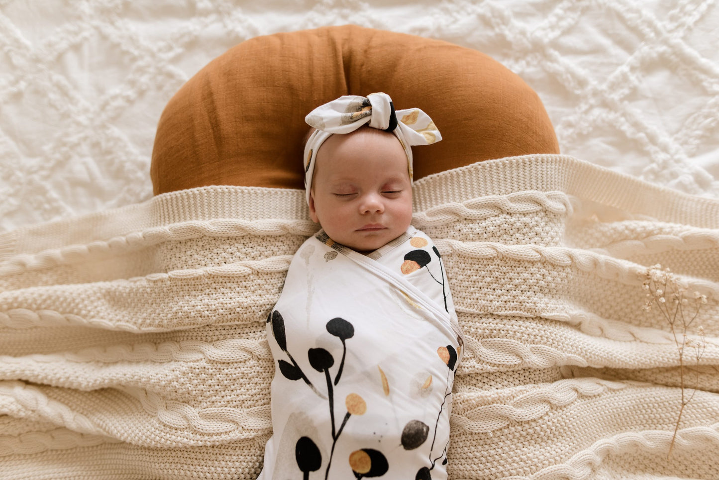 Luna Bamboo Jersey Swaddle Wrap & Top Knot