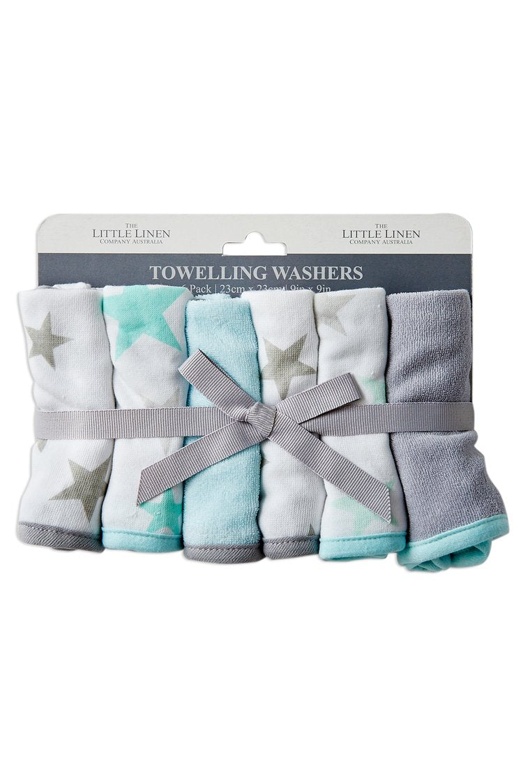 TLLC TOWELLING WASHERS 6 PACK