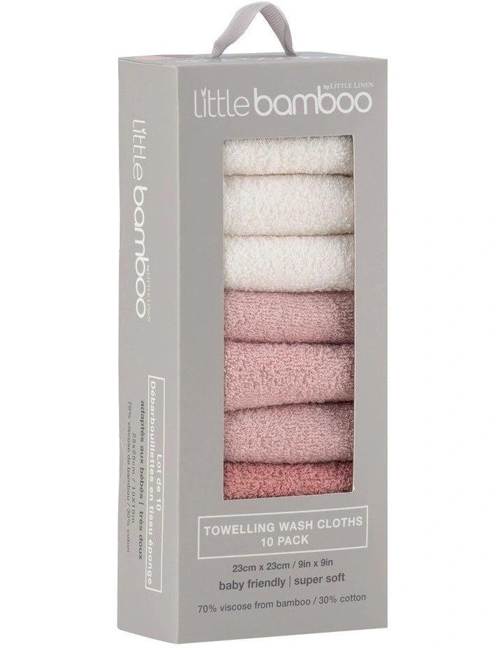 LITTLE BAMBOO TOWELLING WASHERS 10PK