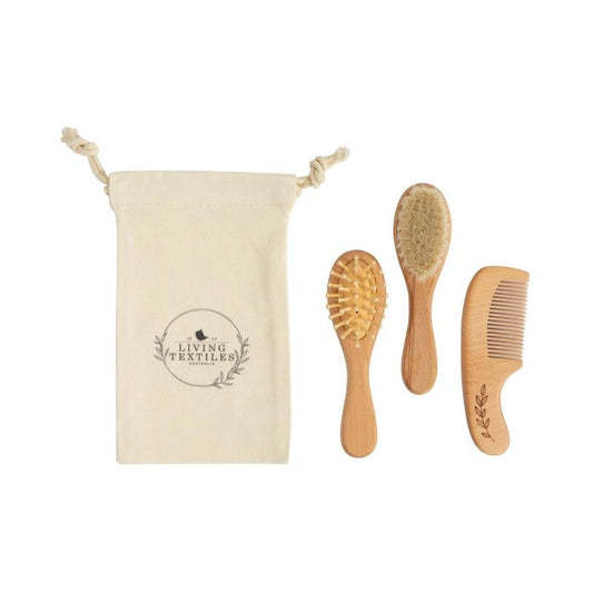 3PC BABY WOODEN BRUSH & COMB SET
