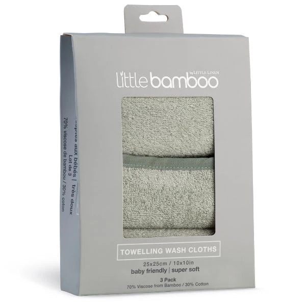 LITTLE BAMBOO TOWELLING WASHERS 3PK