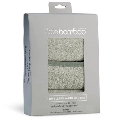 LITTLE BAMBOO TOWELLING WASHERS 3PK