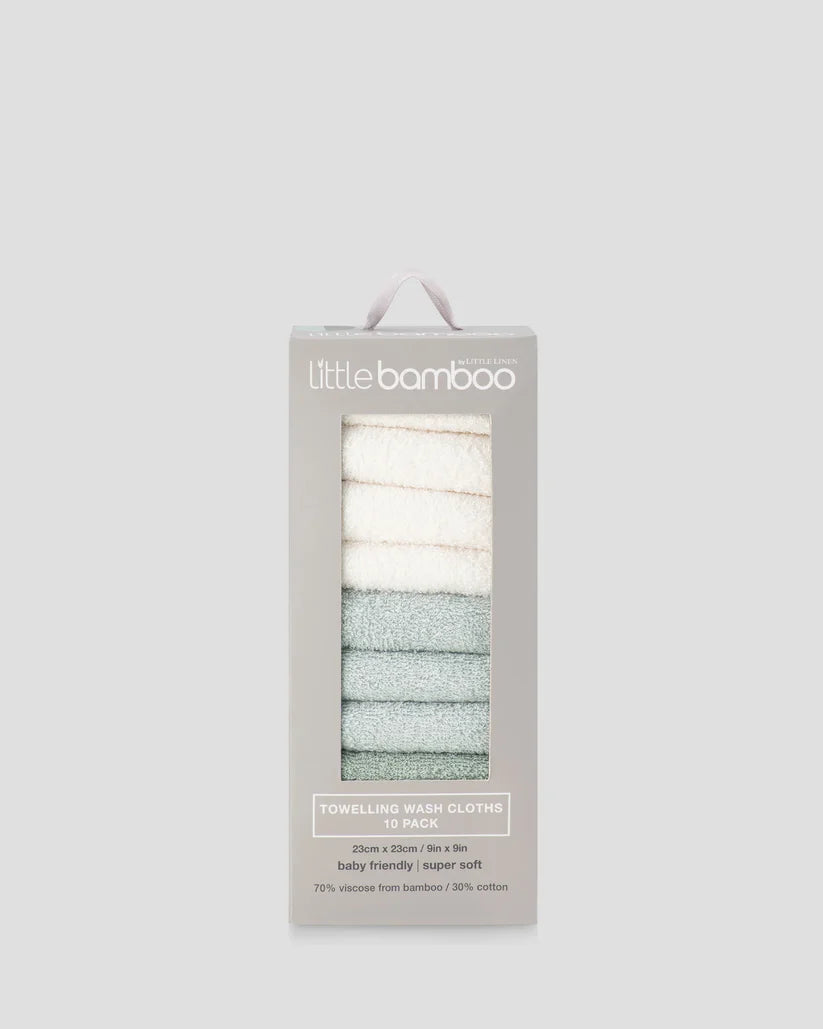 LITTLE BAMBOO TOWELLING WASHERS 10PK
