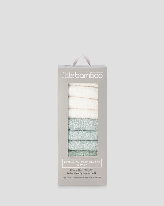 LITTLE BAMBOO TOWELLING WASHERS 10PK