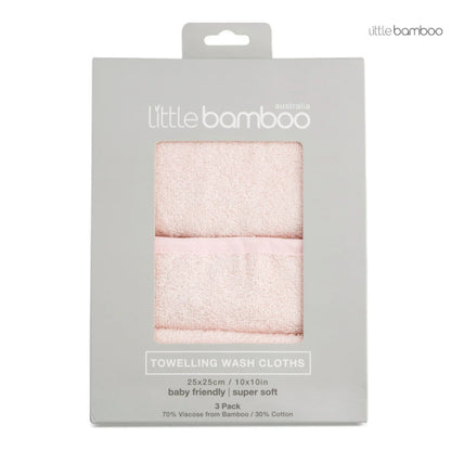 LITTLE BAMBOO TOWELLING WASHERS 3PK