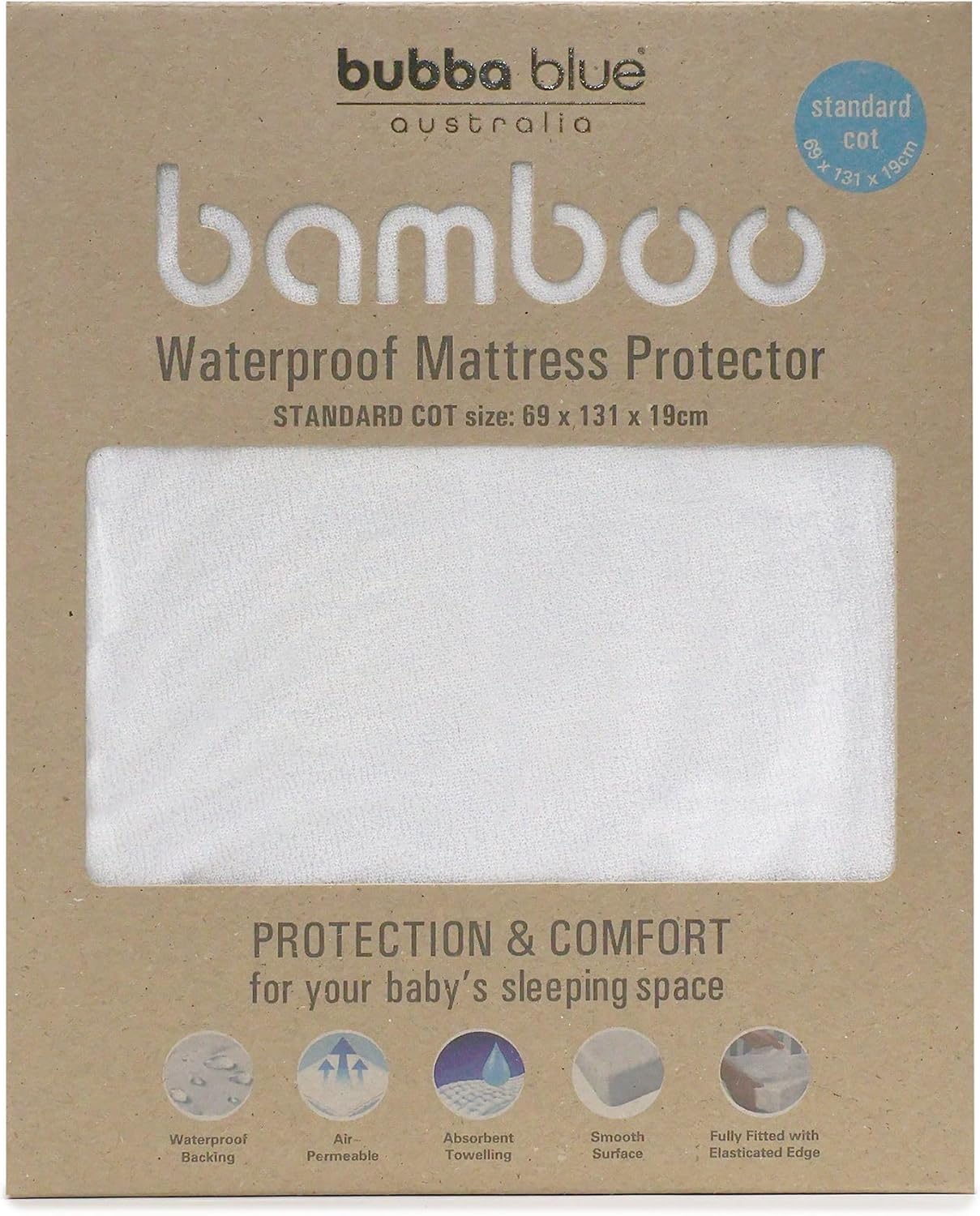 BAMBOO STANDARD COT WATERPROOF MATTRESS PROTECTOR