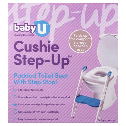 CUSHIE STEP-UP PADDED TOILET SEAT WITH STEP STOOL