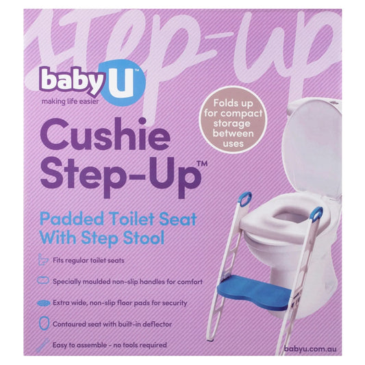 CUSHIE STEP-UP PADDED TOILET SEAT WITH STEP STOOL