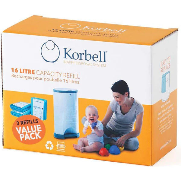 KORBELL 16 LITRE NAPPY BIN REFILLS 3PK