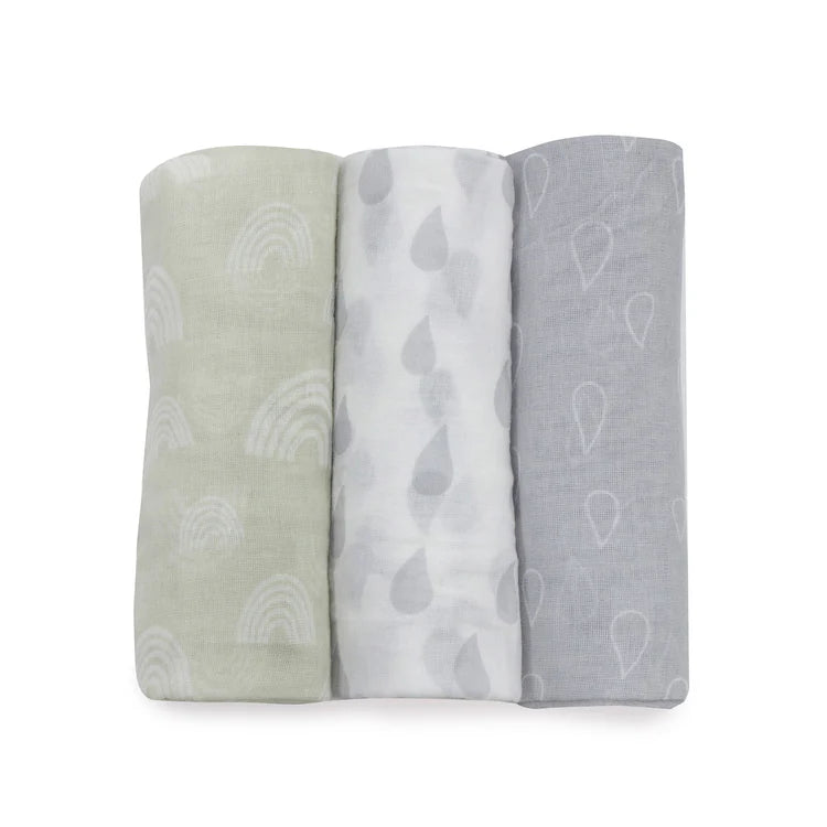 BUBBA BLUE NORDIC 3PK MUSLIN WRAPS