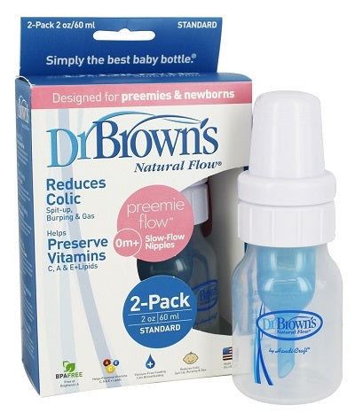 Dr Browns 60ml Standard Neck Baby Bottles 2 Pack