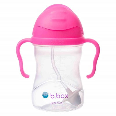 B Box Sippy Cup with Straw Pink Pomegranate